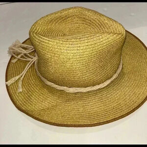 Eddie Bauer s/m draw sun hat with robe trim